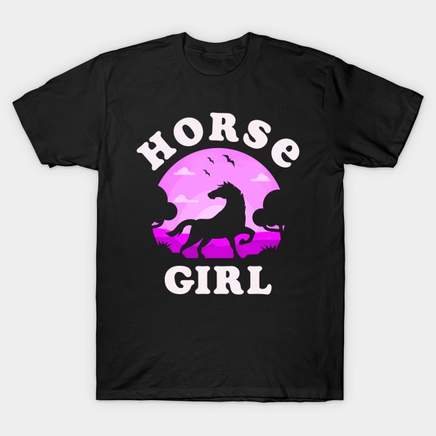 Horses Girl I Like My Horse Pink Vintage Sunset Theme T-Shirt by sports_hobbies_apparel